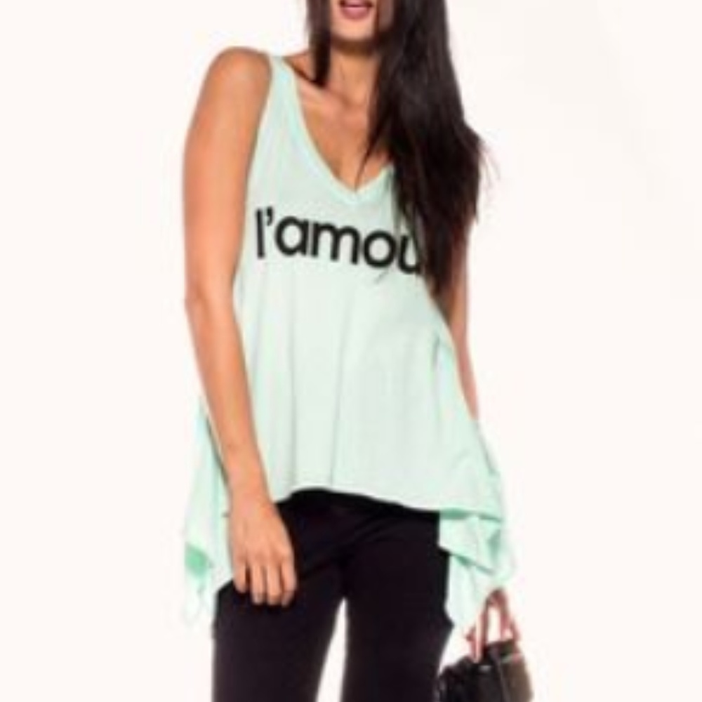Wildfox | L'amour Flowy Green Tank XS